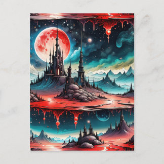 This image is of a highly detailed science fiction postcard