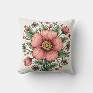 This is a bright floral cushion. throw pillow
