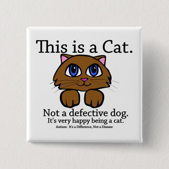 This is a Cat 2 Inch Square Button (Front)