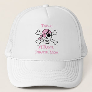 This is a Real Pirate Mom - Pink Skull Trucker Hat
