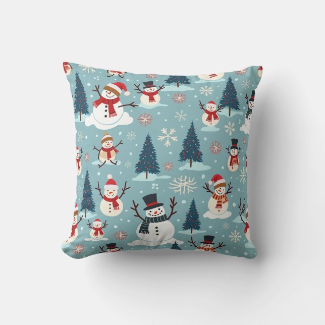 This is a snowman cushion that welcomes winter. (Front)