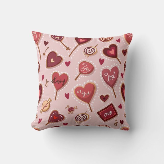 This is a sweet heart-shaped candy cushion. throw pillow (Front)