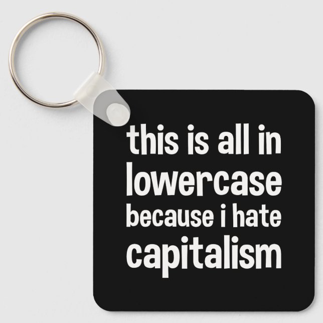 this is all in lowercase because i hate capitalism keychain (Front)