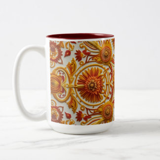 This is an embroidery pattern mug. Two-Tone coffee mug