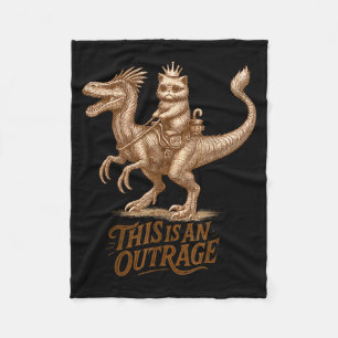 This Is An Outrage Funny Princess Cat Riding Dinos Fleece Blanket