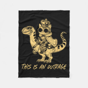 This Is An Outrage Funny Princess Cat Riding Dinos Fleece Blanket