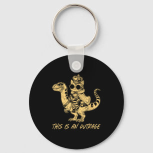 This Is An Outrage Funny Princess Cat Riding Dinos Keychain