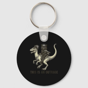 This Is An Outrage Funny Princess Cat Riding Dinos Keychain