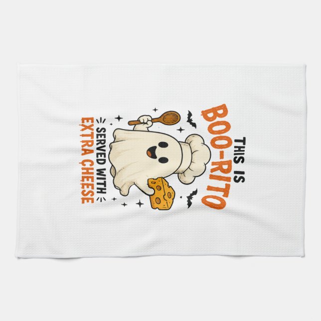 “This Is Boo-Rito Served with Extra Cheese” Design Kitchen Towel (Horizontal)