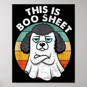 This Is Boo Sheet Black Poodle Dog Retro Halloween Poster