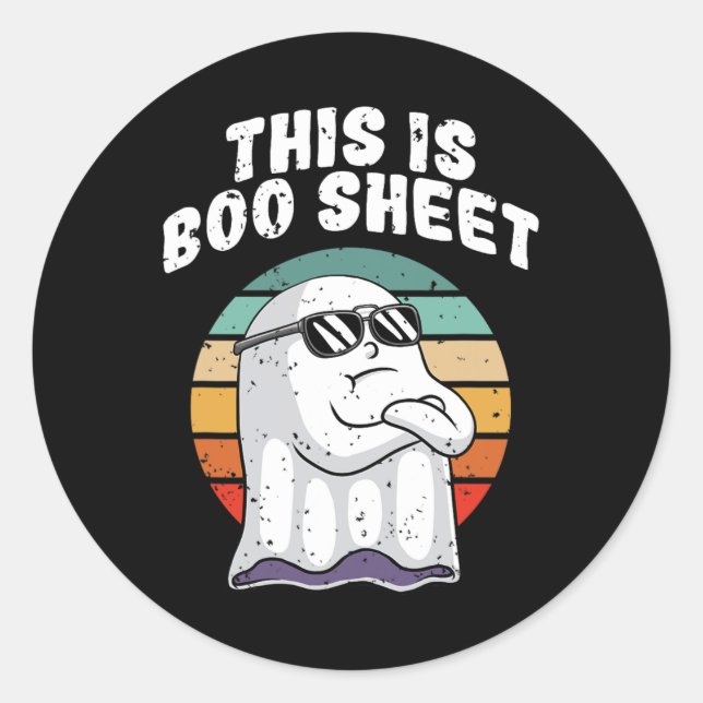 This Is Boo Sheet Fun Halloween Costume Ghost Pun  Classic Round Sticker (Front)