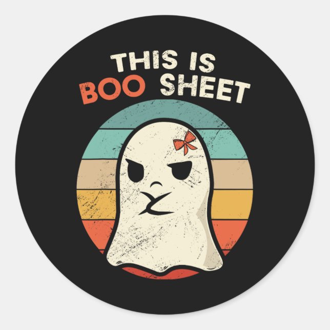 This Is Boo Sheet Fun Halloween Costumes Fun Hallo Classic Round Sticker (Front)