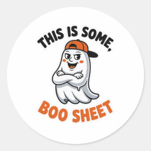 This Is Boo Sheet Ghost Groovy Halloween Costume Classic Round Sticker