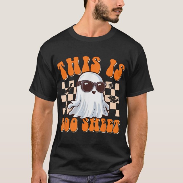 This Is Boo Sheet Ghost Groovy Halloween Costume  T-Shirt (Front)