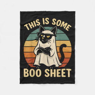 This Is Boo Sheet Ghost Spooky Black Cat Halloween Fleece Blanket