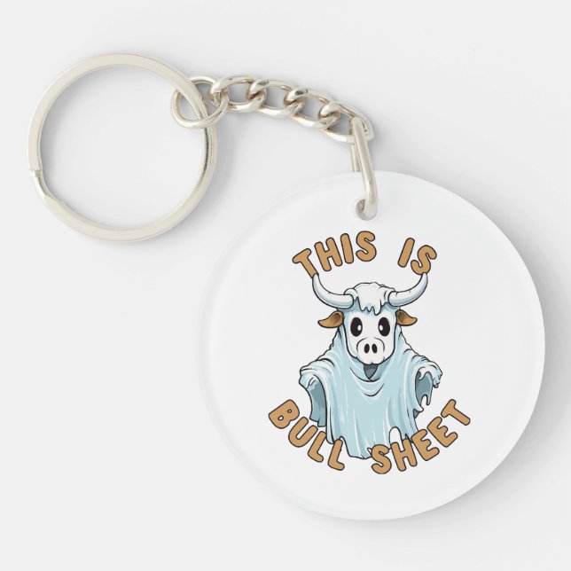 This is bull sheet - funny boo sheet keychain (Front)