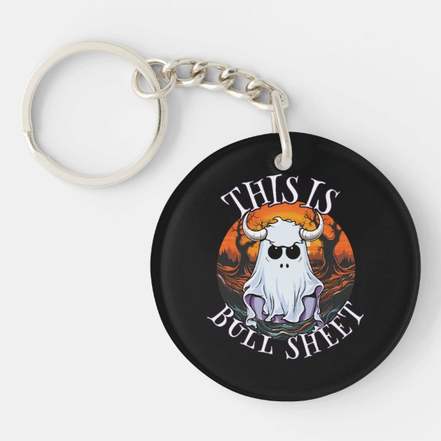 This is bull sheet - funny boo sheet keychain (Front)