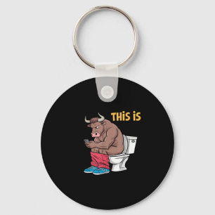 This Is Bullsht Funny Bull Toilet Humourous Cow De Keychain