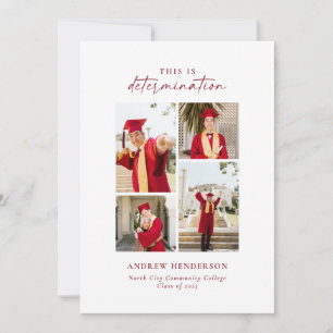 This is Determination Red Photo Graduation Announcement