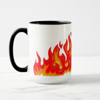"This is fine" (black + fire and flames) Mug