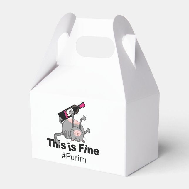 This is Fine. Funny Purim Cat. פורים שמח     Favor Box (Front Side)