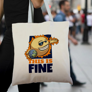 This Is Fine Global Warming Climate Change Cartoon Tote Bag