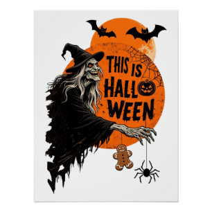 This is Halloween Scary Witch Retro Spooky Party Poster