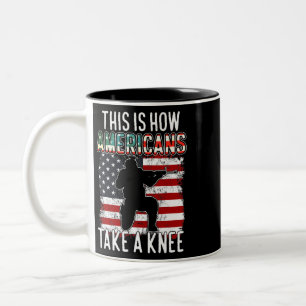 This Is How Americans Take A Knee Funny Gift Veter Two-Tone Coffee Mug