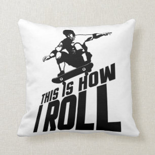 This Is How I Roll Funny Skater Skateboarding Gift Throw Pillow