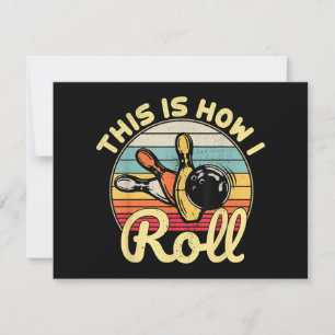 This Is How I Roll Retro Vintage Bowling Bowler Fu Thank You Card