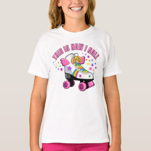 This is how I roll, Roller Skate, rainbow, stars T-Shirt