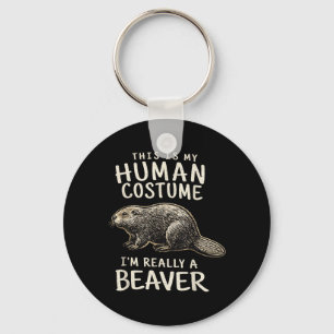 This Is Human Costume A Beaver Halloween Kids Keychain