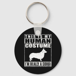 This Is Human Costume A Corgi Dog Halloween Puppy Keychain