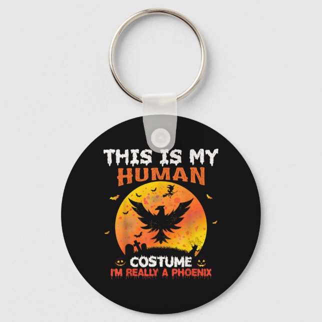 This is Human Costume A Phoenix Bird Halloween Keychain (Front)