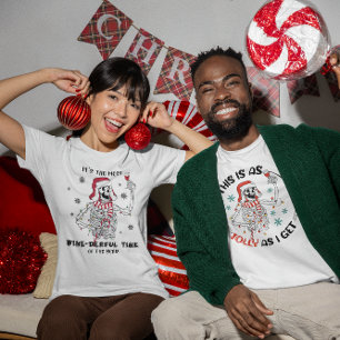 This is Jolly as I Get Skeleton Wine Christmas T-Shirt