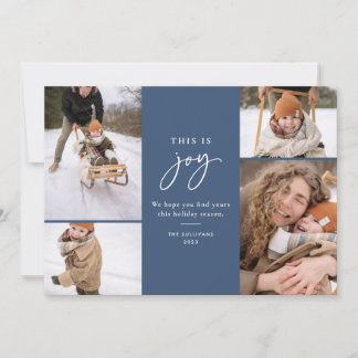This is Joy Blue Minimalist Multi-Photo Holiday Card