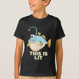 This Is Lit Angler Fish Monster Fishing Fisherman T-Shirt