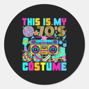 This Is My 70s Costume 1970s Party 70's Outfit Men Classic Round Sticker