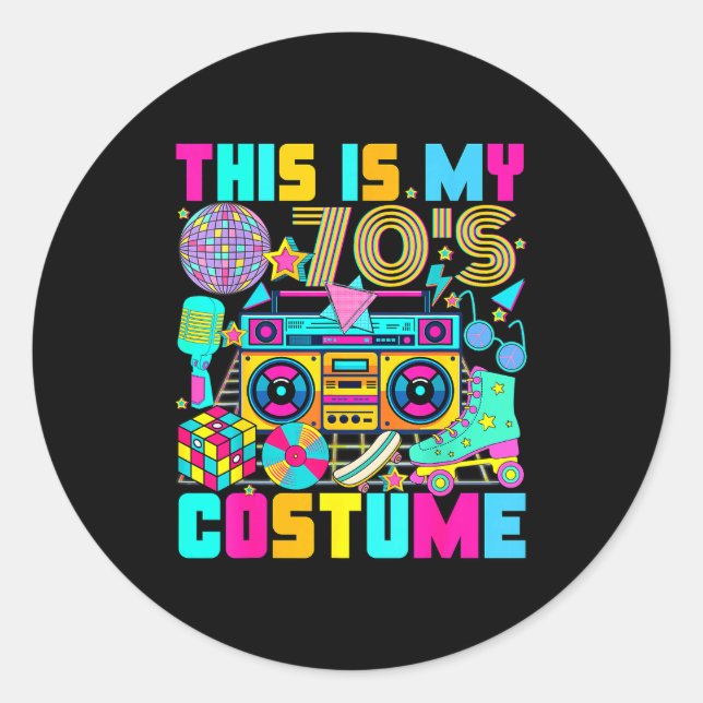 This Is My 70s Costume 1970s Party 70's Outfit Men Classic Round Sticker (Front)