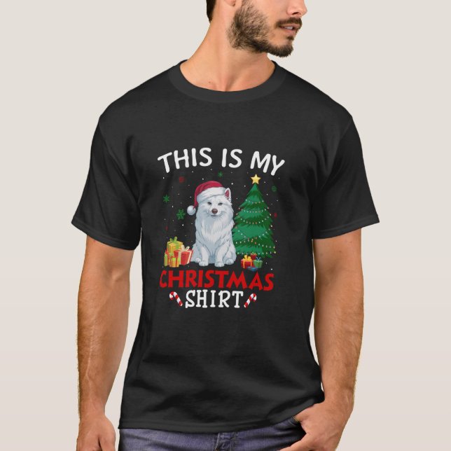 This is My American Eskimo Dog Santa Hat Christmas T-Shirt (Front)