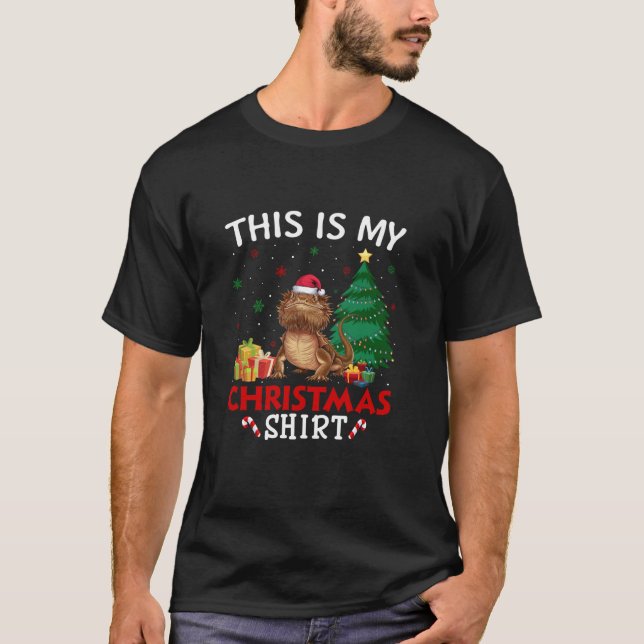 This is My Bearded Dragon Santa Hat Christmas Paja T-Shirt (Front)