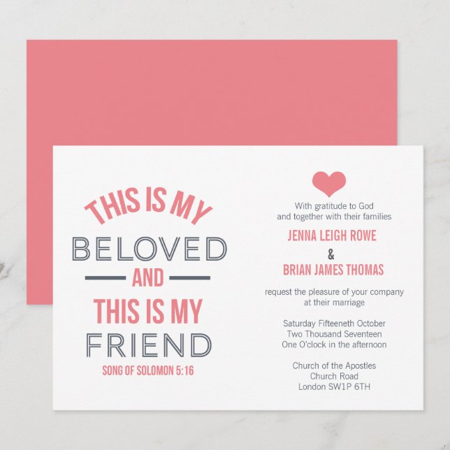 This is My Beloved Wedding Invitation (Front/Back)