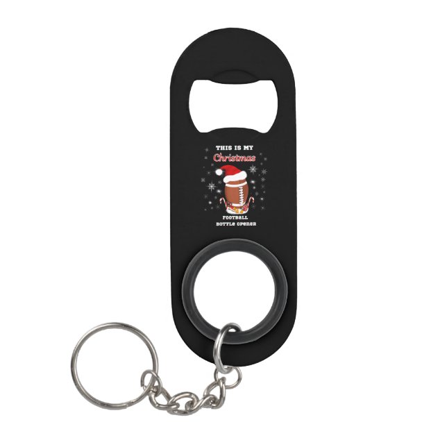 This Is My Christmas Football Mug With Snacks Keychain Bottle Opener (Front)