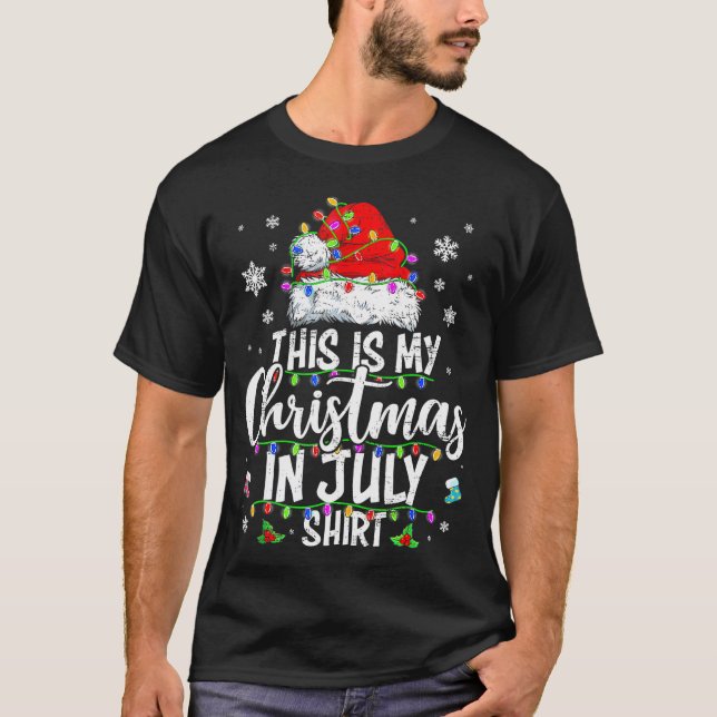 This Is My Christmas In July Pajama Santa Hat T-Shirt (Front)