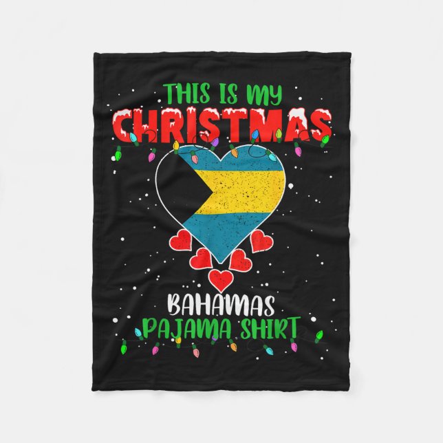This Is My Christmas Lights Love Bahamas Flag Paja Fleece Blanket (Front)