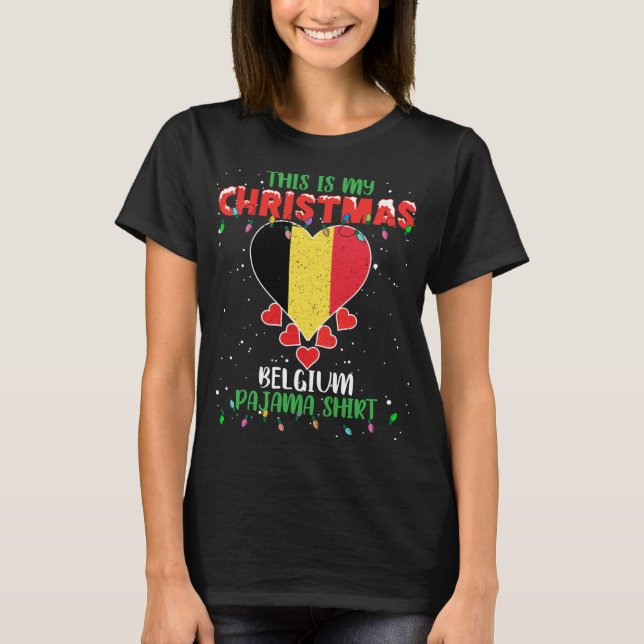 This Is My Christmas Lights Love Belgium Flag Paja T-Shirt (Front)