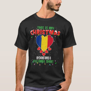 This Is My Christmas Lights Love Romania Flag Paja T-Shirt