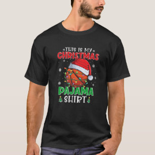 This Is My Christmas Pajama Basketball Santa Hat L T-Shirt