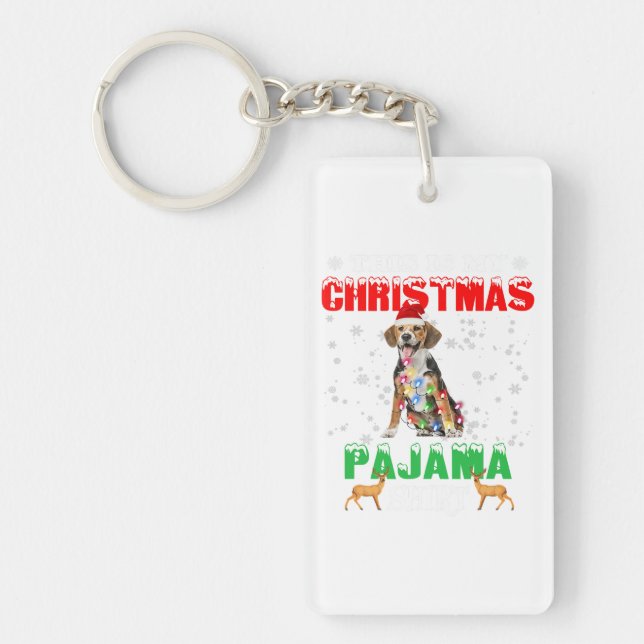 This Is My Christmas Pajama Beagle Lover Christmas Keychain (Front)