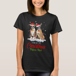 This Is My Christmas Pajama Boxer Dog Santa Hat Li T-Shirt